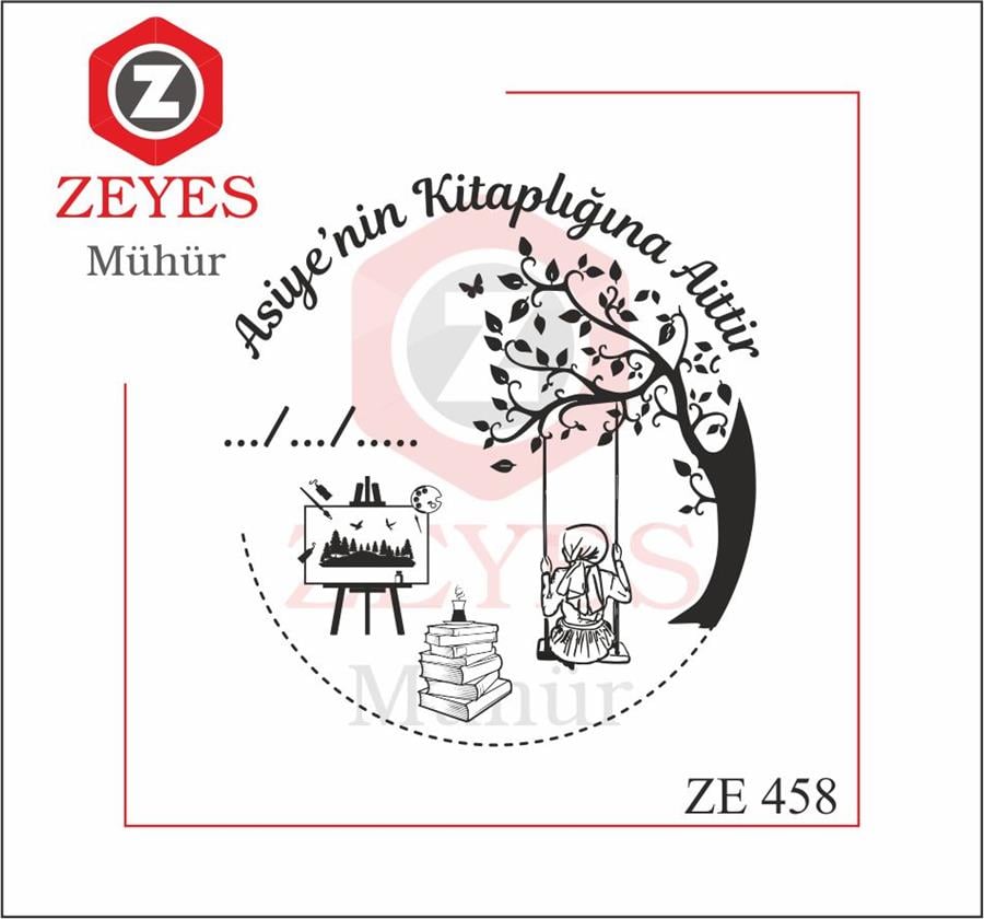 Resim Yapmayi Seven Salincakta Sallanan Kadin Kitap Mührü   ZE 458
