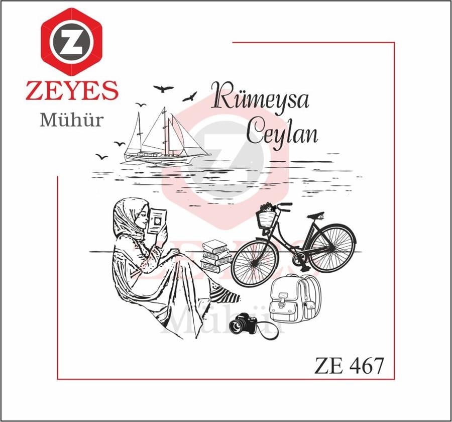 Sahilde Kitap Okuyan Tesettürlü Kadin Mührü   ZE 467