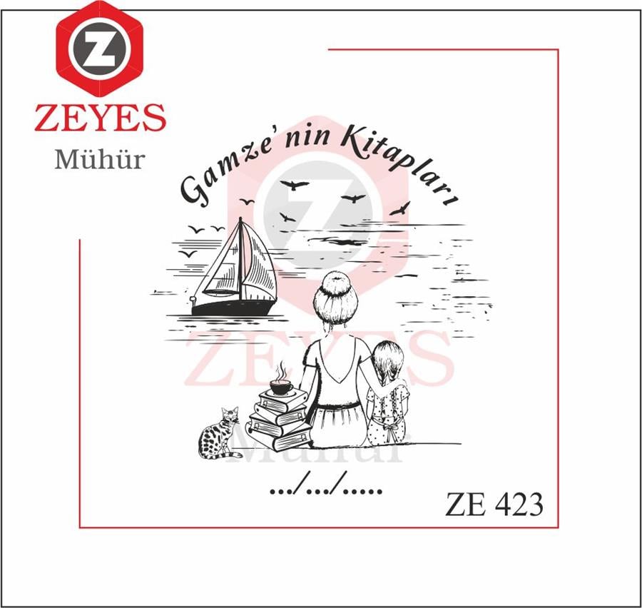 Sahilde Oturan Anne ve Kizi Kitap Mührü   ZE 423