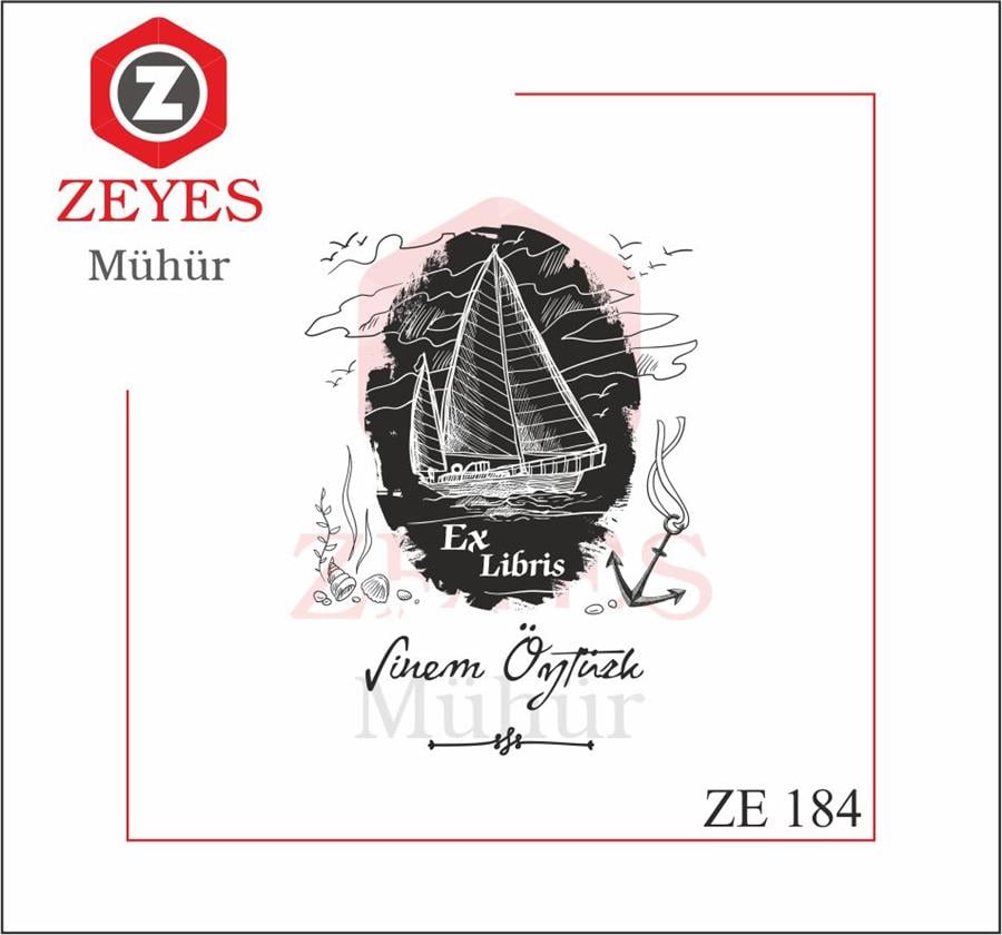 Tekne ve Deniz ExLibris  Kitap Mührü ZE 184