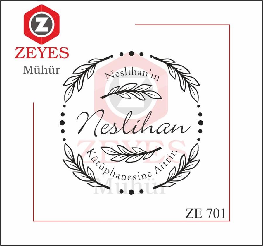 Yaprak Çerçeveli Kitap Mührü   ZE 701