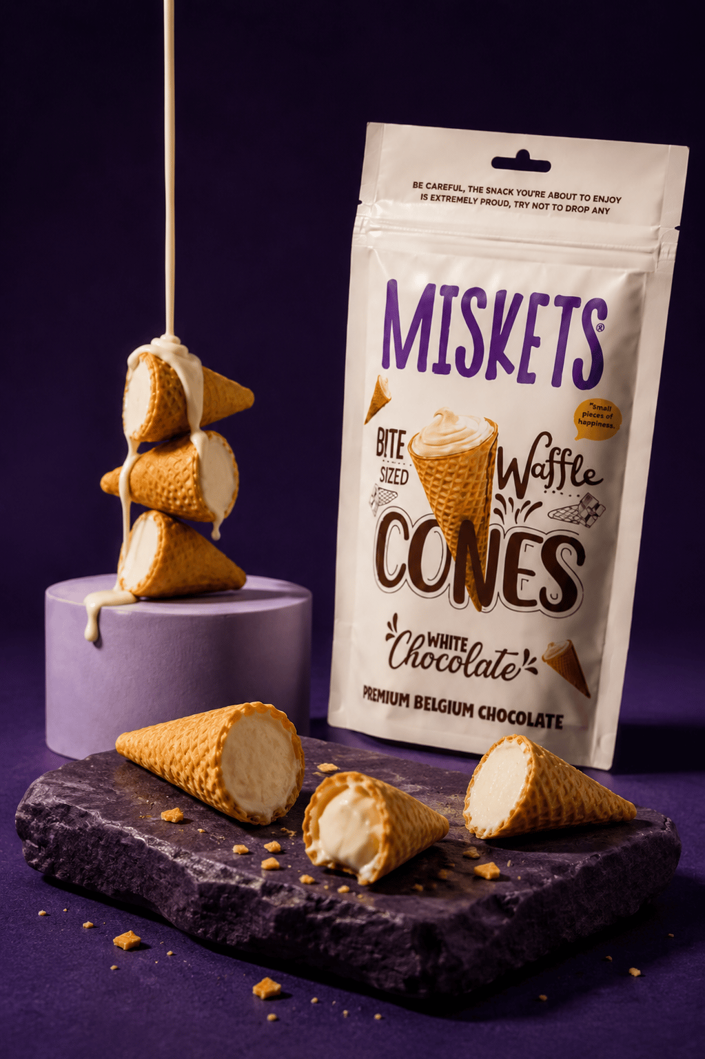 Beyaz Çikolata Dolgulu Mini Kornet 70 gr x 3 Adet