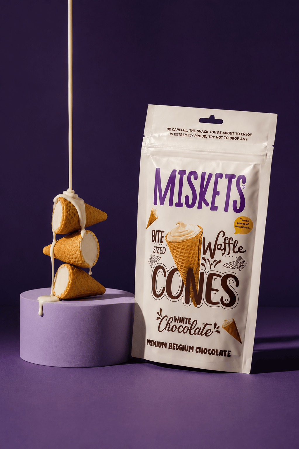 Beyaz Çikolata Dolgulu Mini Kornet 70 gr x 3 Adet