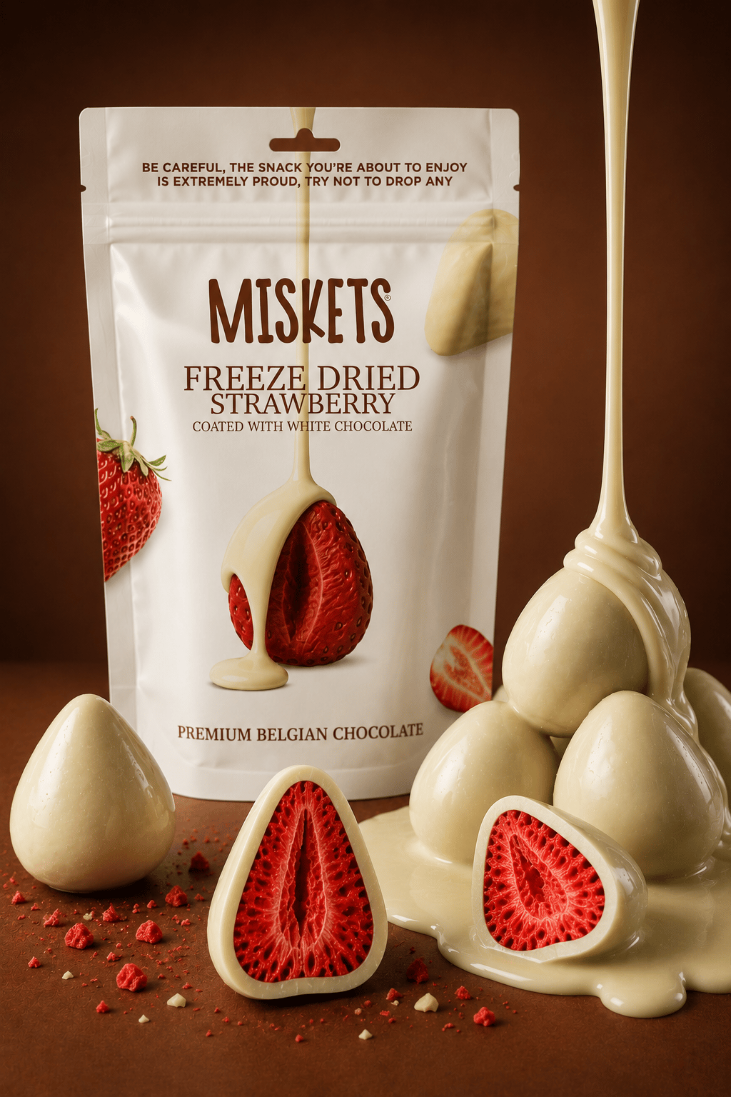 Beyaz Çikolata Kaplamalı Çilek 80 gr
