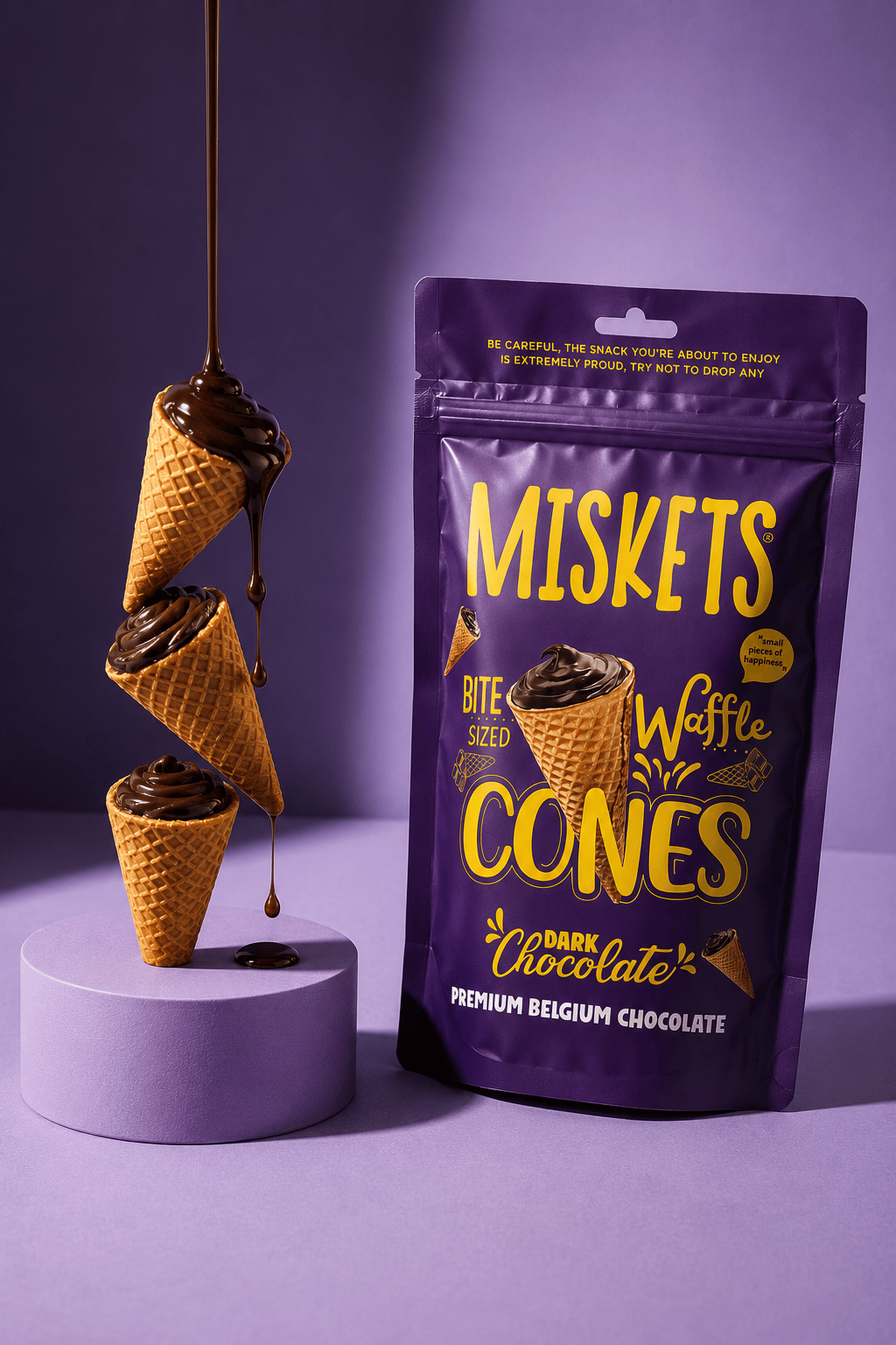 Bitter Çikolata Dolgulu Mini Kornet 70 gr x 3 Adet