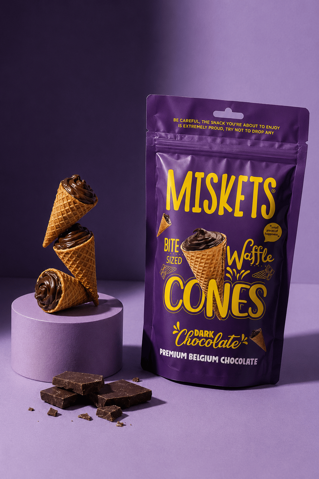 Bitter Çikolata Dolgulu Mini Kornet 70 gr x 3 Adet