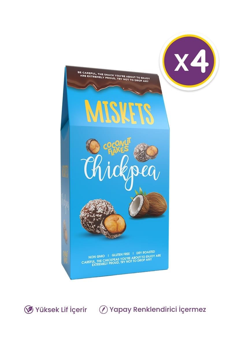Bitter Çikolata Ve Hindistan Cevizi Kaplı Leblebi Draje 80 gr x 4 Adet