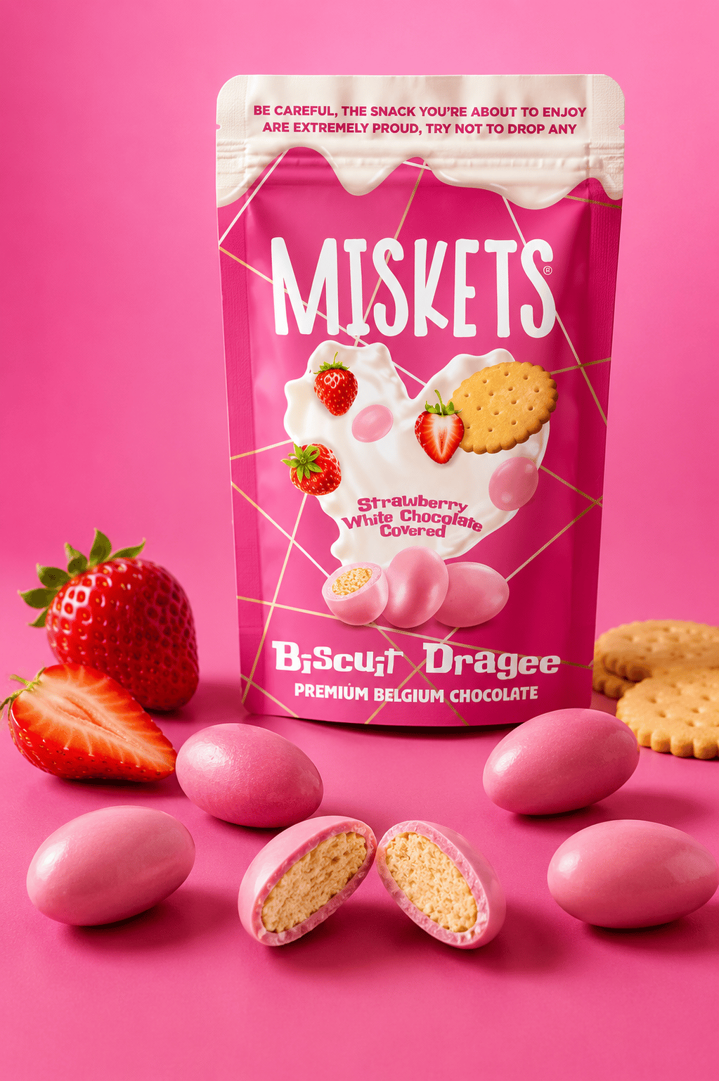 Çilekli Bisküvi Draje 80 gr