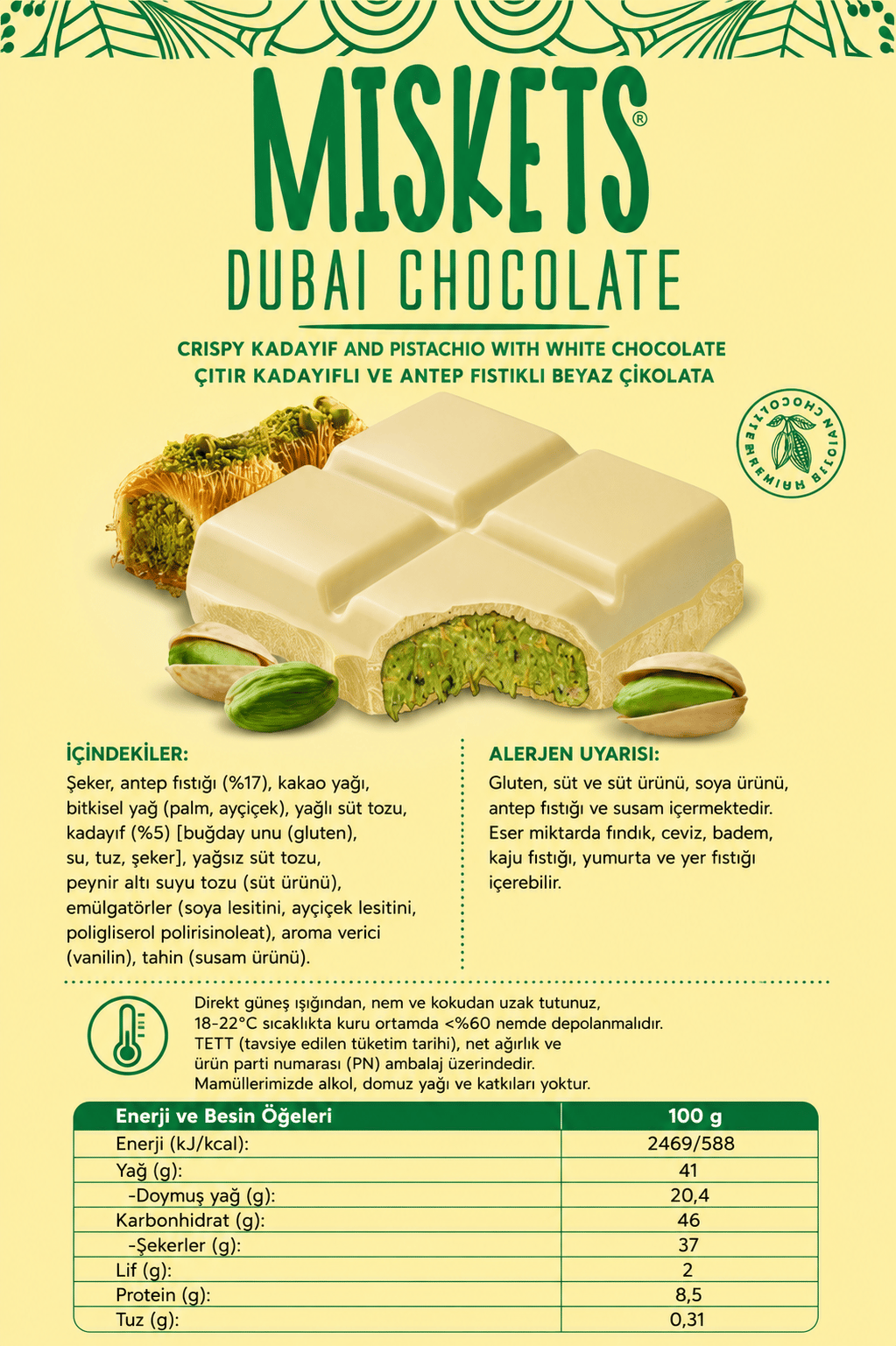 Dubai Çikolatası Tanışma Paketi 100 gr x 2 Adet  
