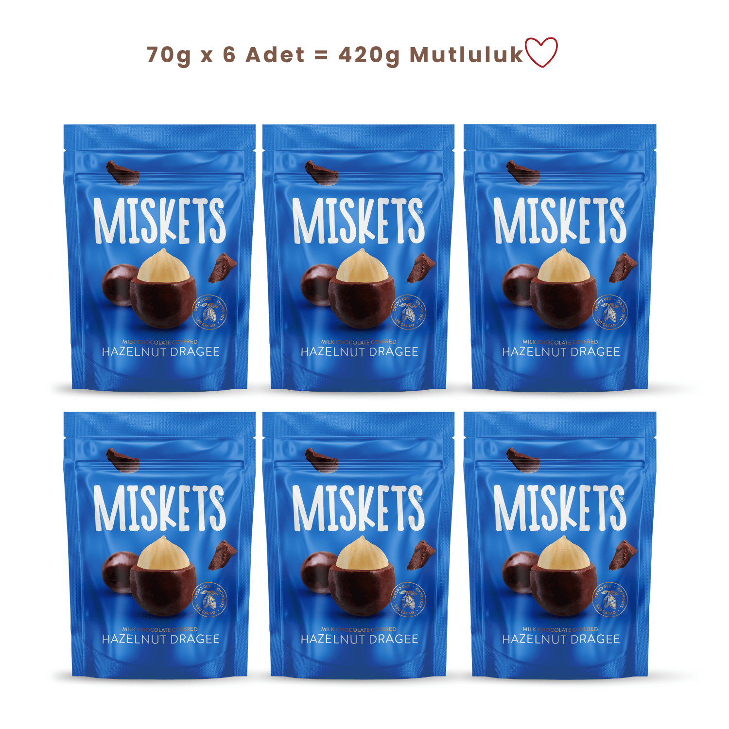 Fındıklı Sütlü Çikolata Kaplamalı Draje 70 gr x 6 Adet