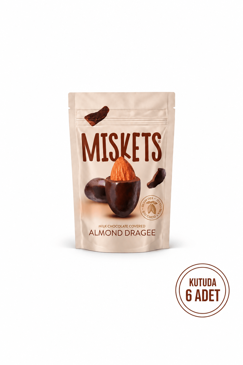 Kavrulmuş Bademli Sütlü Çikolata Kaplamalı Draje 70g x 6 Adet