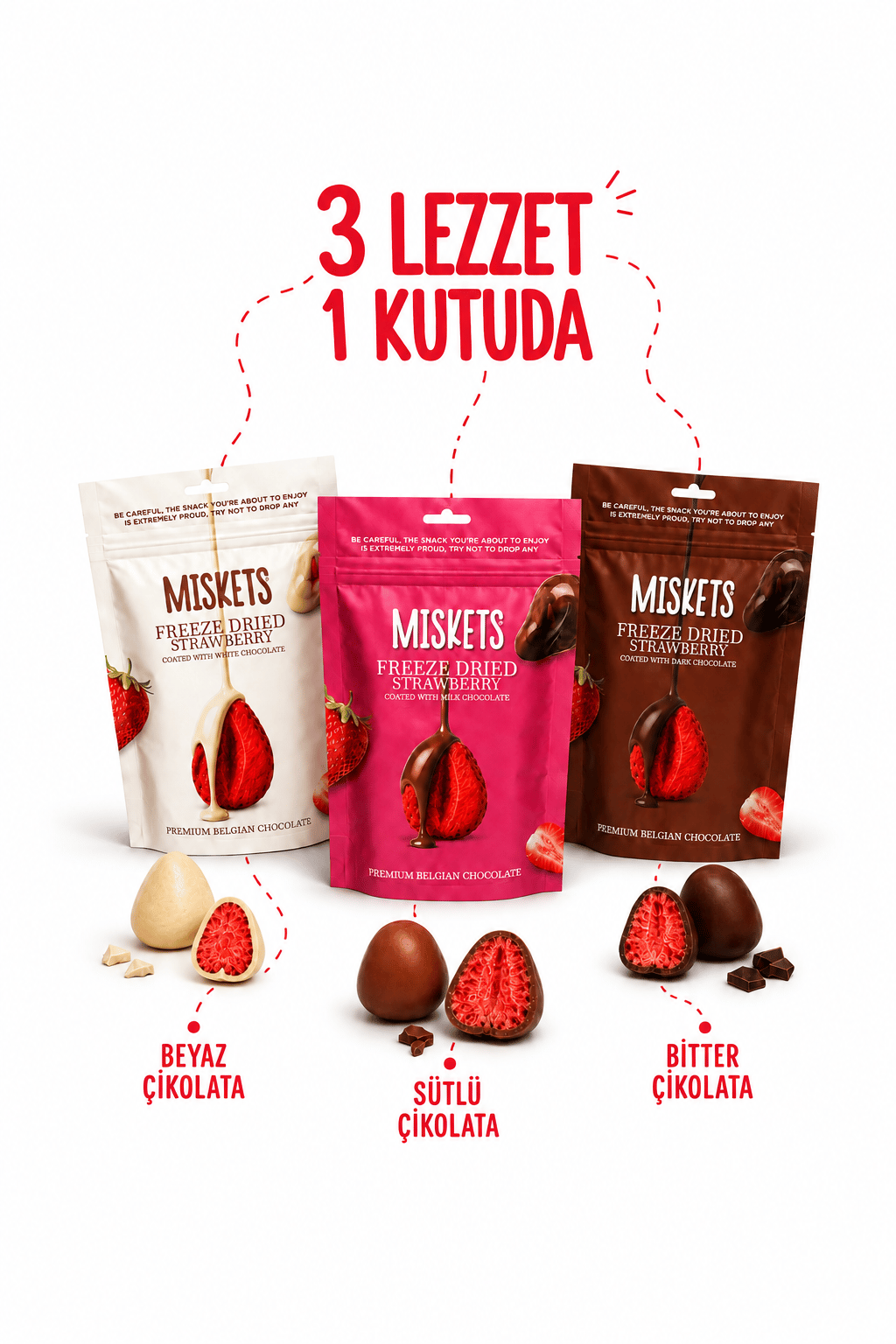 Kurutulmuş Çilek Deneme Paketi 80 gr x 3 Adet 