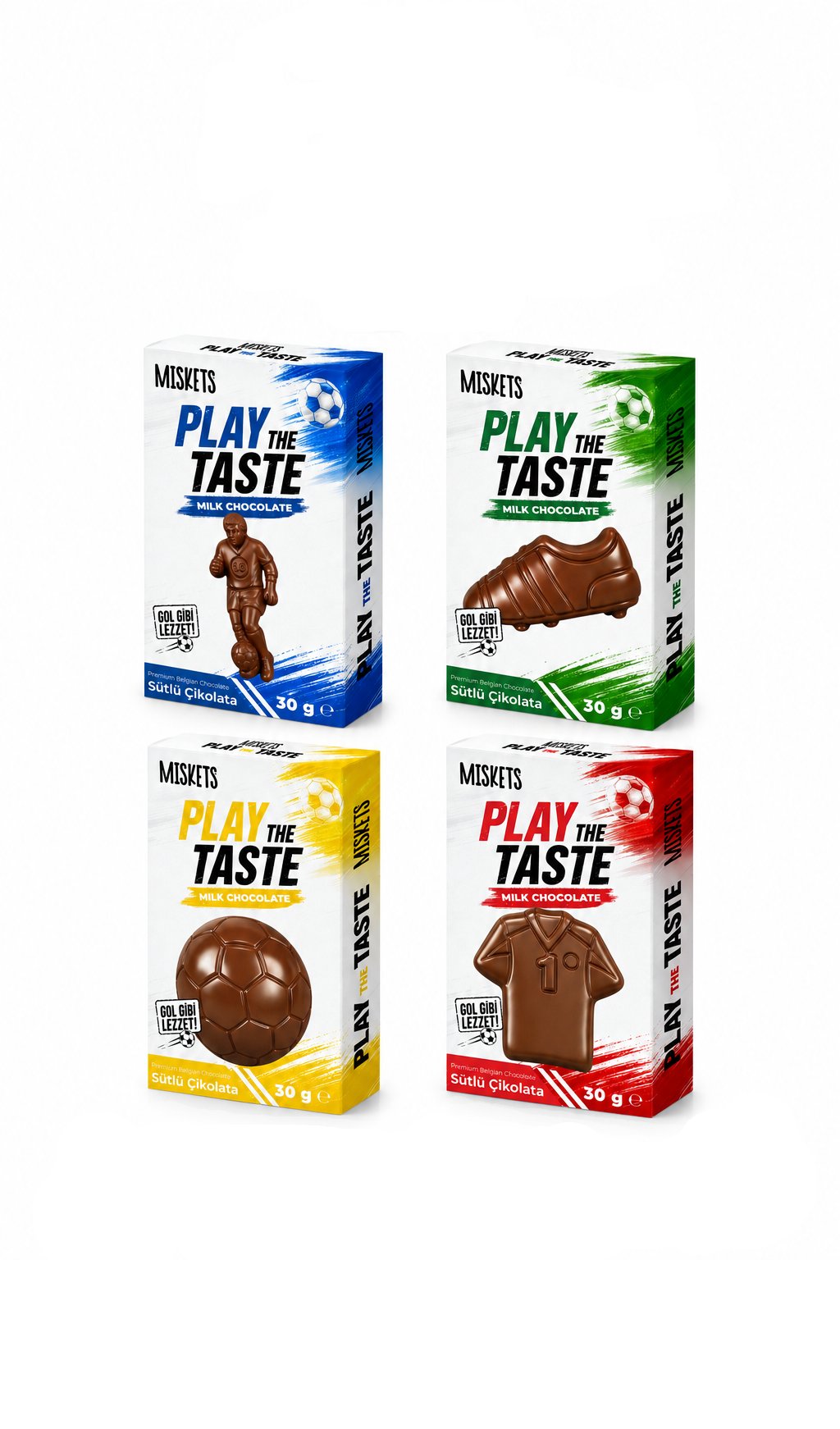 Miskets Play The Taste Futbol Koleksiyonu Şekilli Sütlü Çikolata 4'lü Set