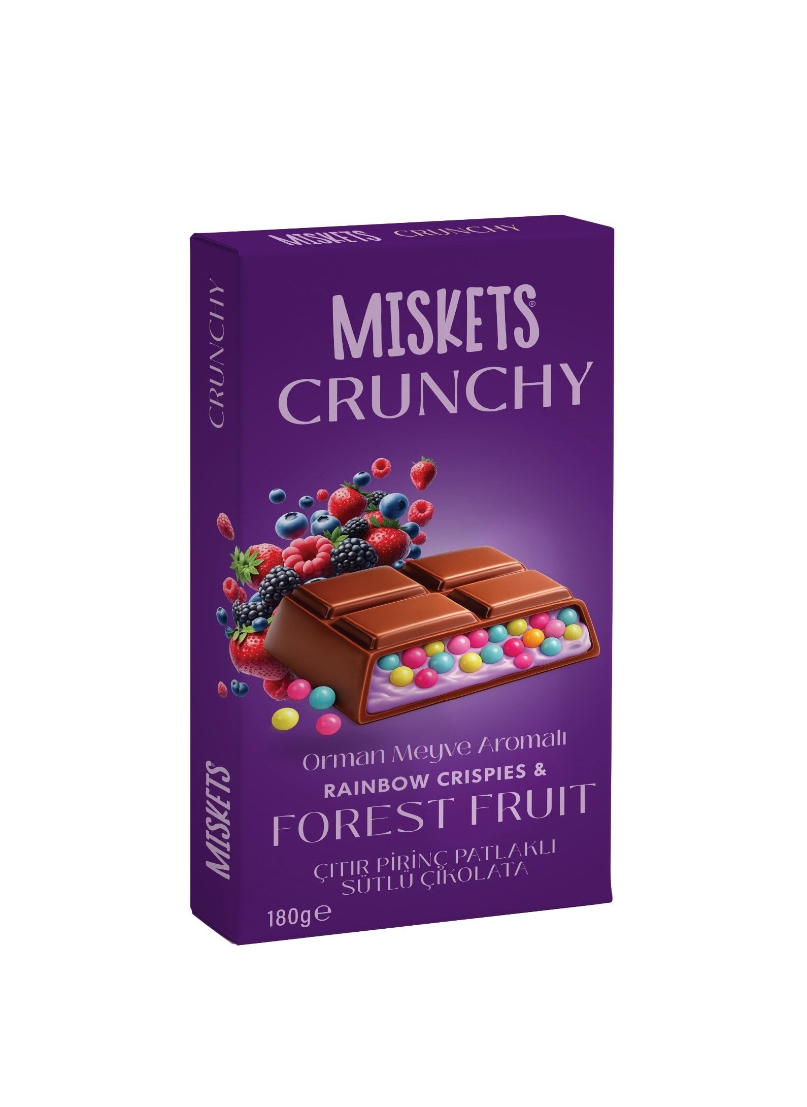 Miskets Renkli Çıtır Pirinç Patlaklı Orman Meyveli Tablet Çikolata 180 gr