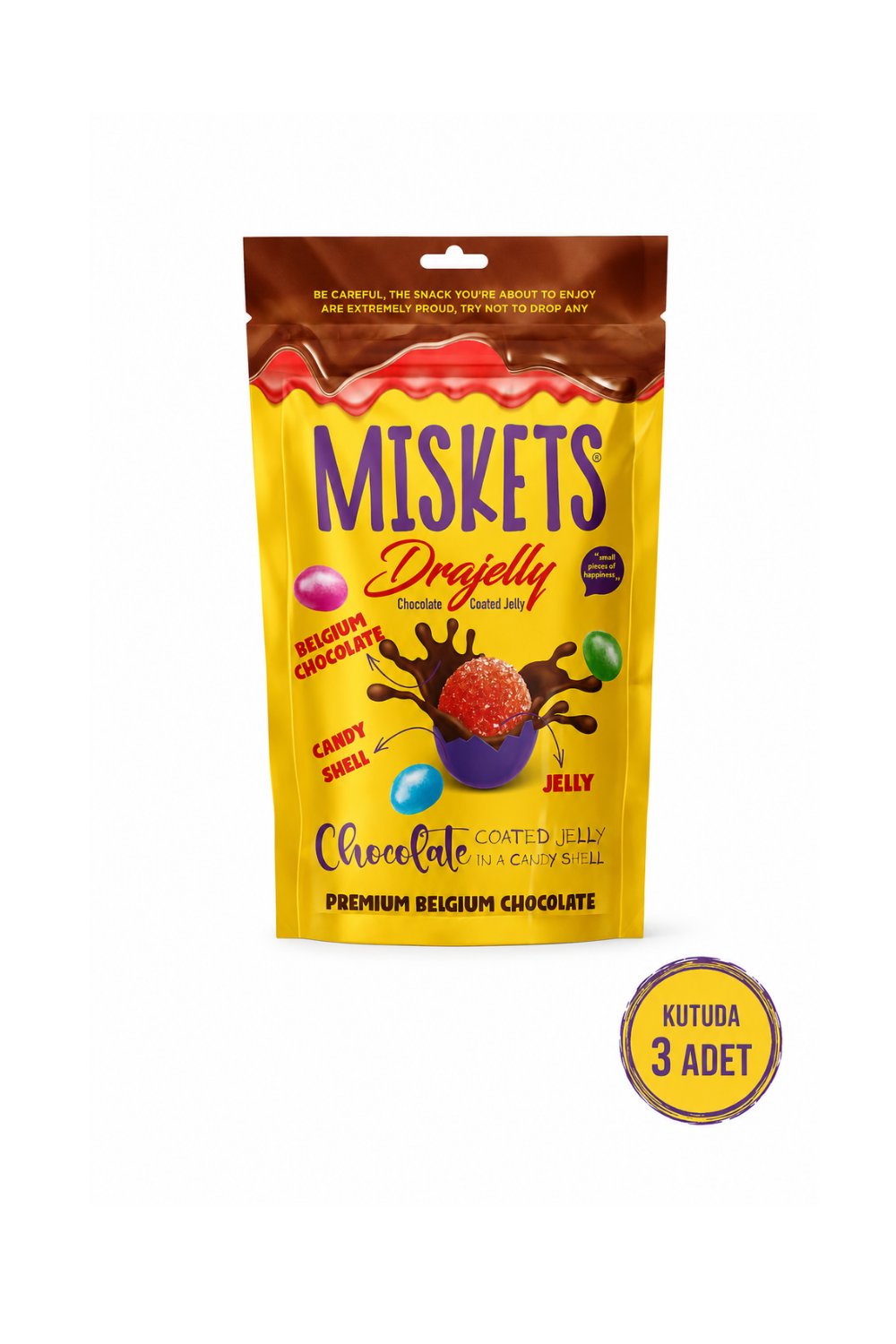 Renkli Şeker ve Sütlü Çikolata Kaplamalı Drajelly 120 gr x 3 Adet