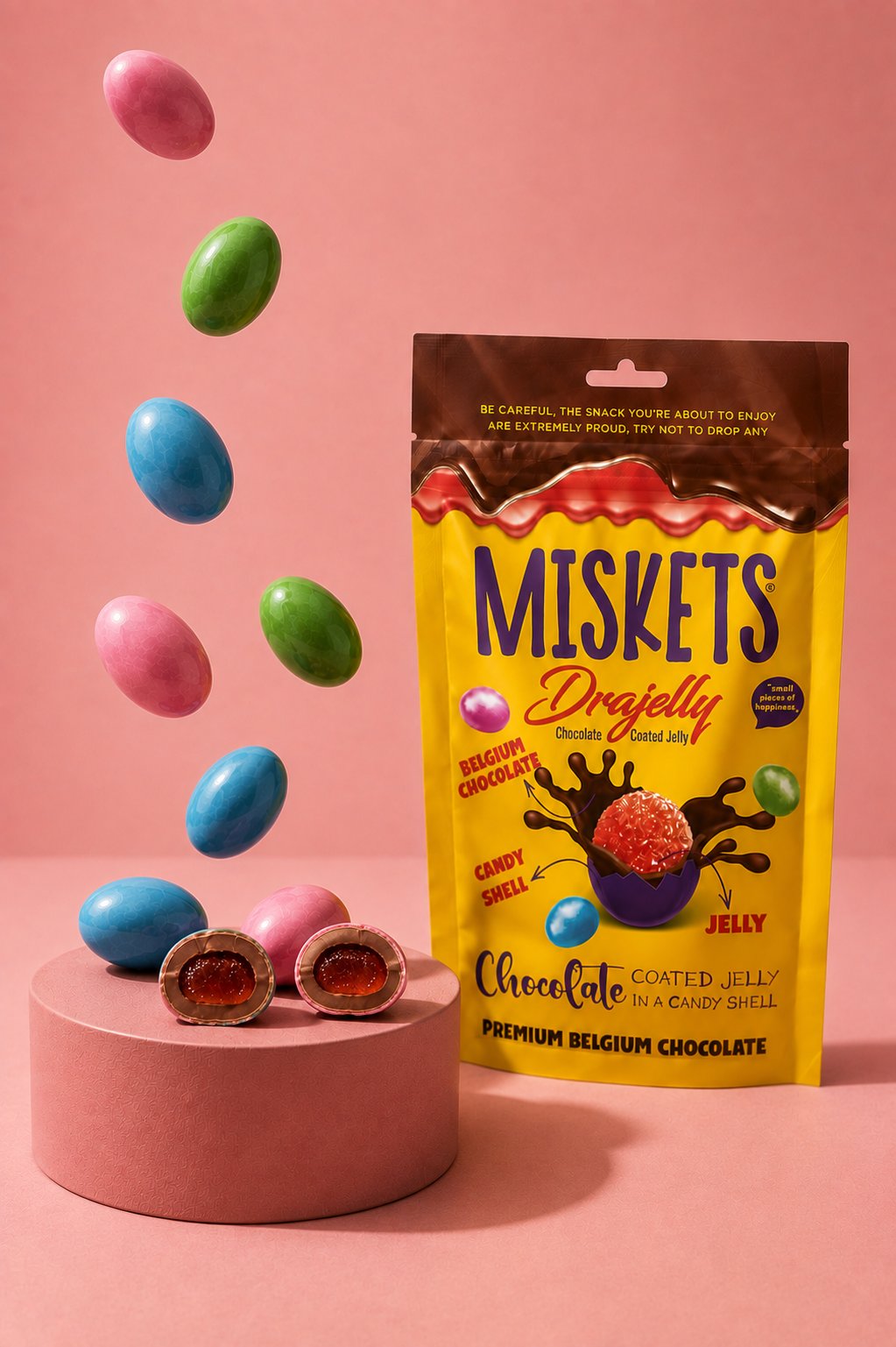 Renkli Şeker ve Sütlü Çikolata Kaplamalı Drajelly 120 gr x 3 Adet