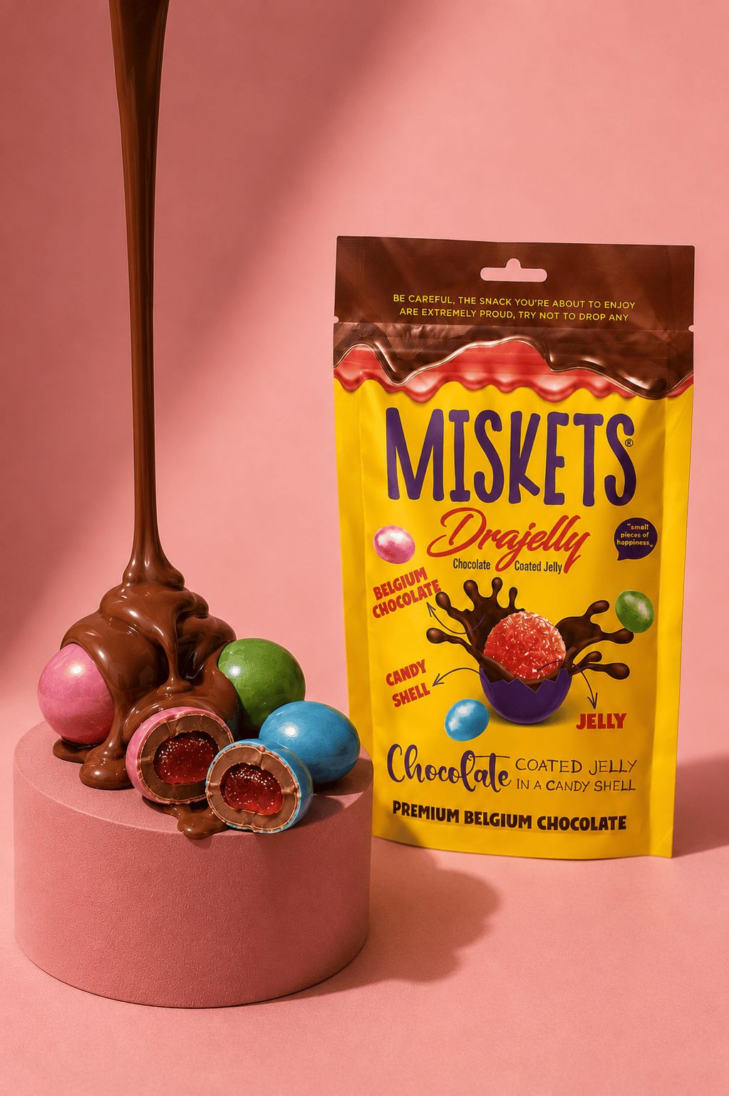 Renkli Şeker ve Sütlü Çikolata Kaplamalı Drajelly 120 gr x 6 Adet