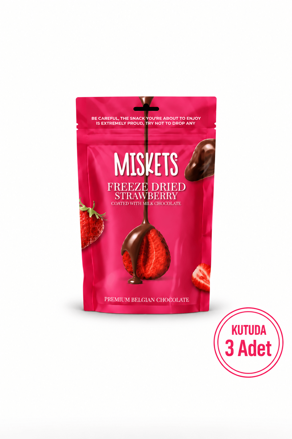 Sütlü Çikolata Kaplamalı Çilek 80 gr x 3 Adet