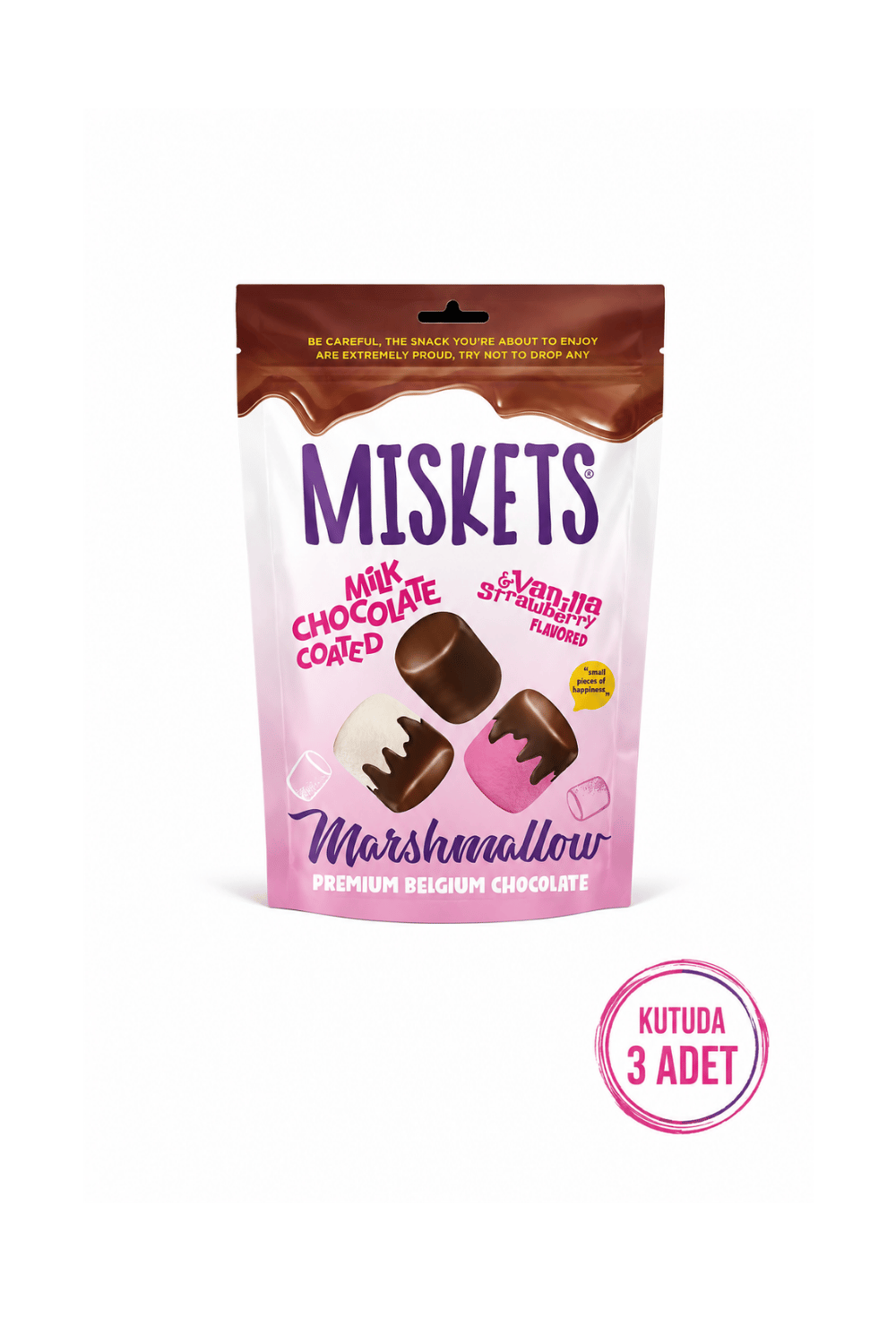Sütlü Çikolata Kaplamalı Çilek Ve Vanilya Aromali Marshmallow 80 gr x 3 Adet