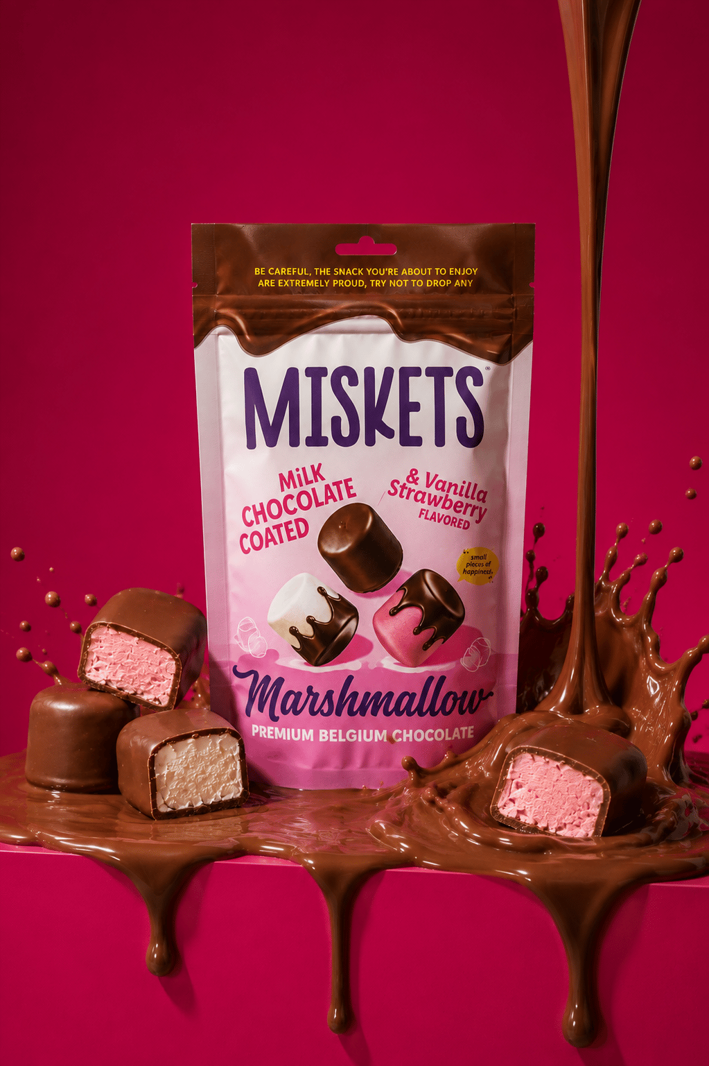 Sütlü Çikolata Kaplamalı Çilek Ve Vanilya Aromali Marshmallow 80 gr x 6 Adet