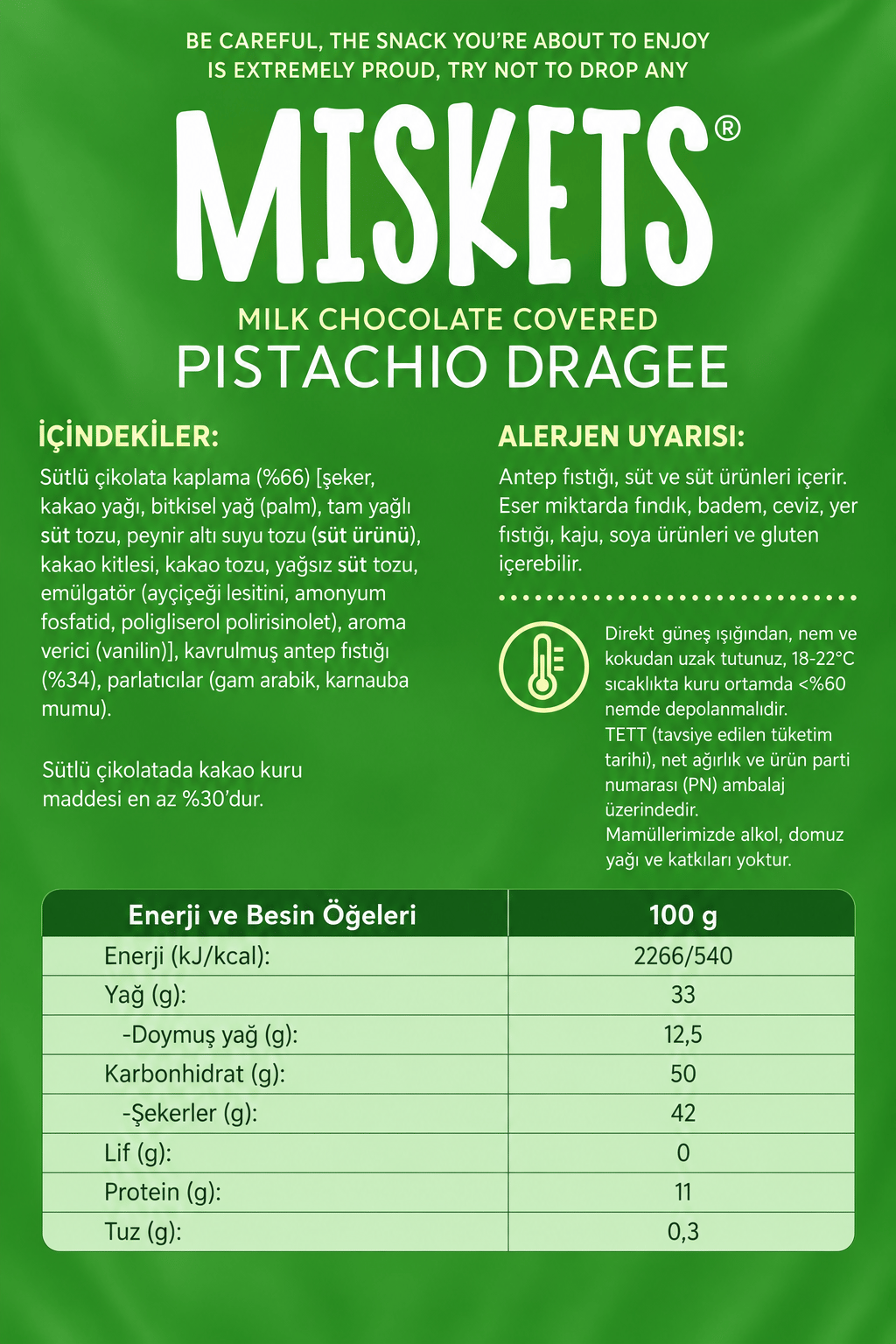 Sütlü Çikolata Kaplamalı Kavrulmuş Antep Fıstık Draje 70 G x 3 Adet
