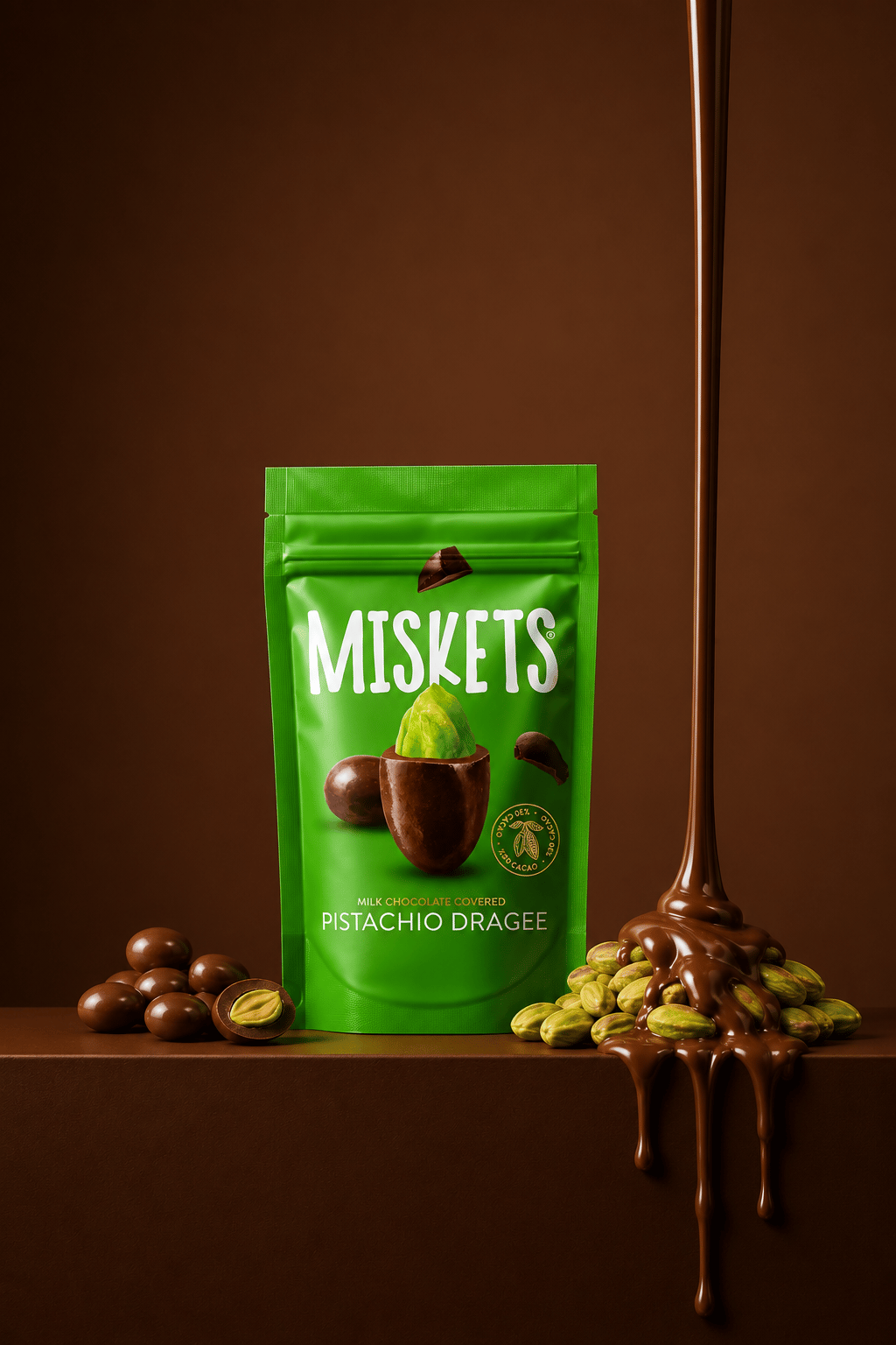Sütlü Çikolata Kaplamalı Kavrulmuş Antep Fıstık Draje 70 G x 3 Adet