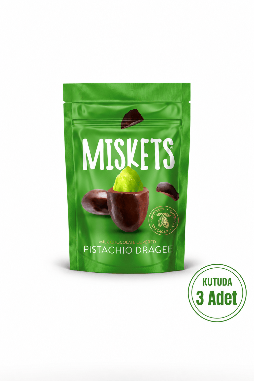 Sütlü Çikolata Kaplamalı Kavrulmuş Antep Fıstık Draje 70 G x 3 Adet