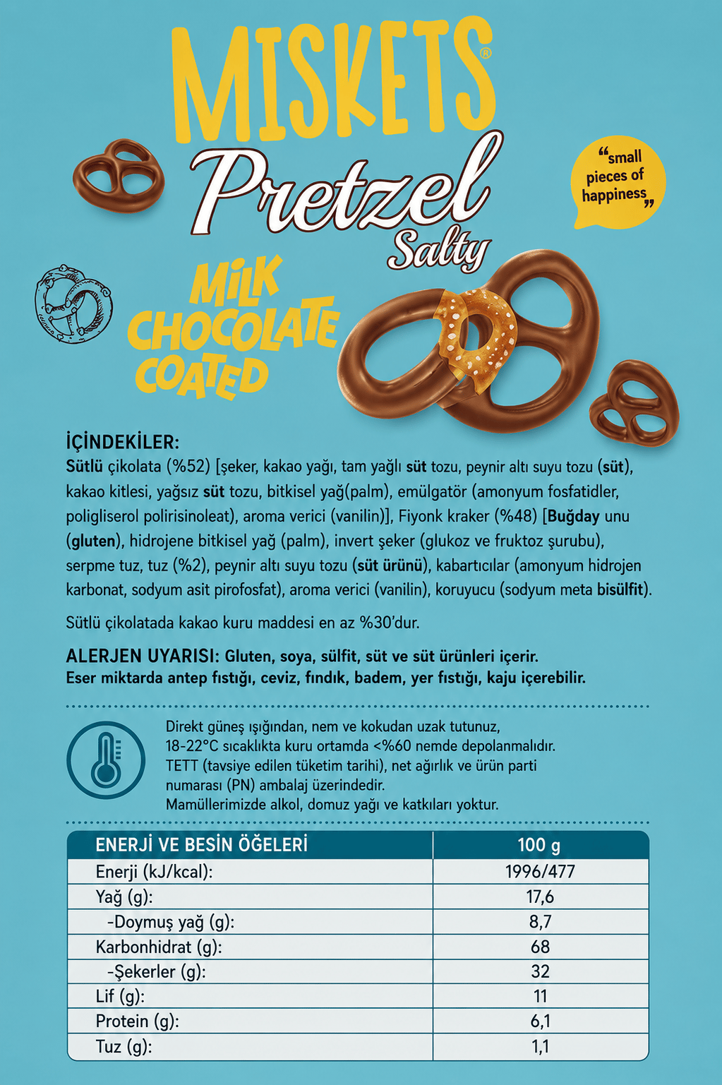 Sütlü Çikolata Kaplamalı Pretzel 50 gr x 3 Adet