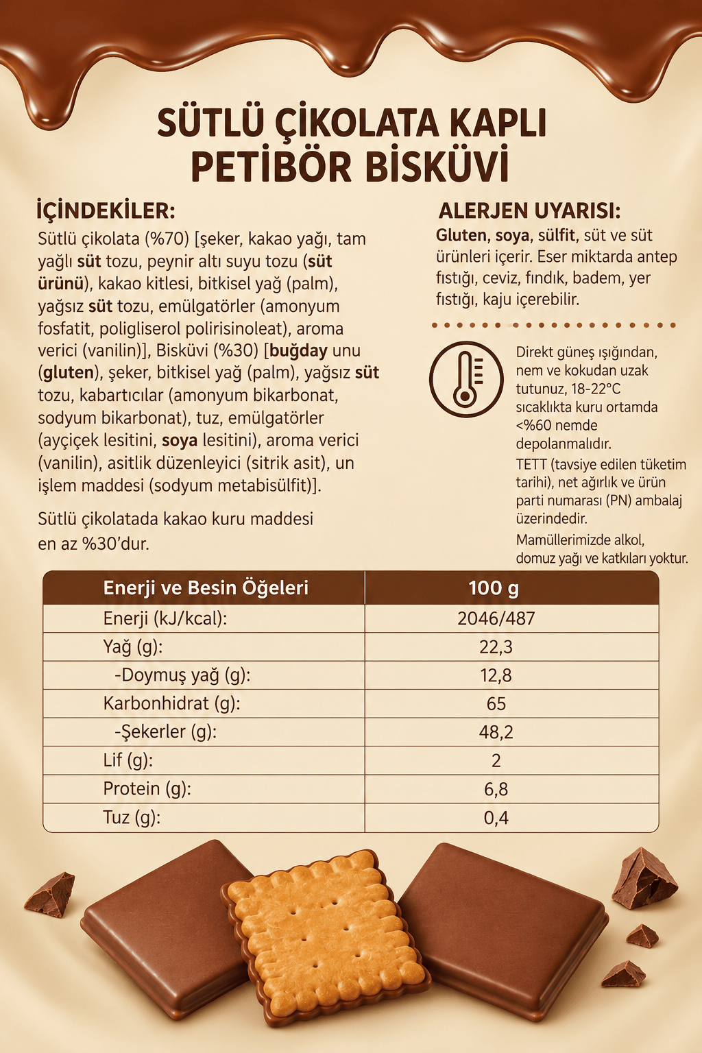 Sütlü Çikolatalı Petibör 80 gr