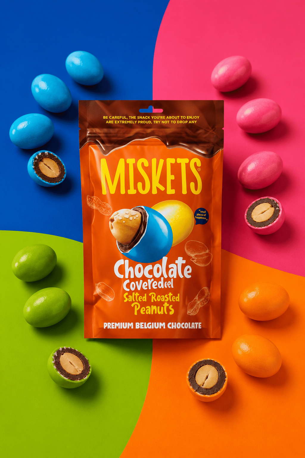 Yer Fıstıklı Sütlü Çikolata Kaplamalı Renkli Draje 120 gr x 6 Adet