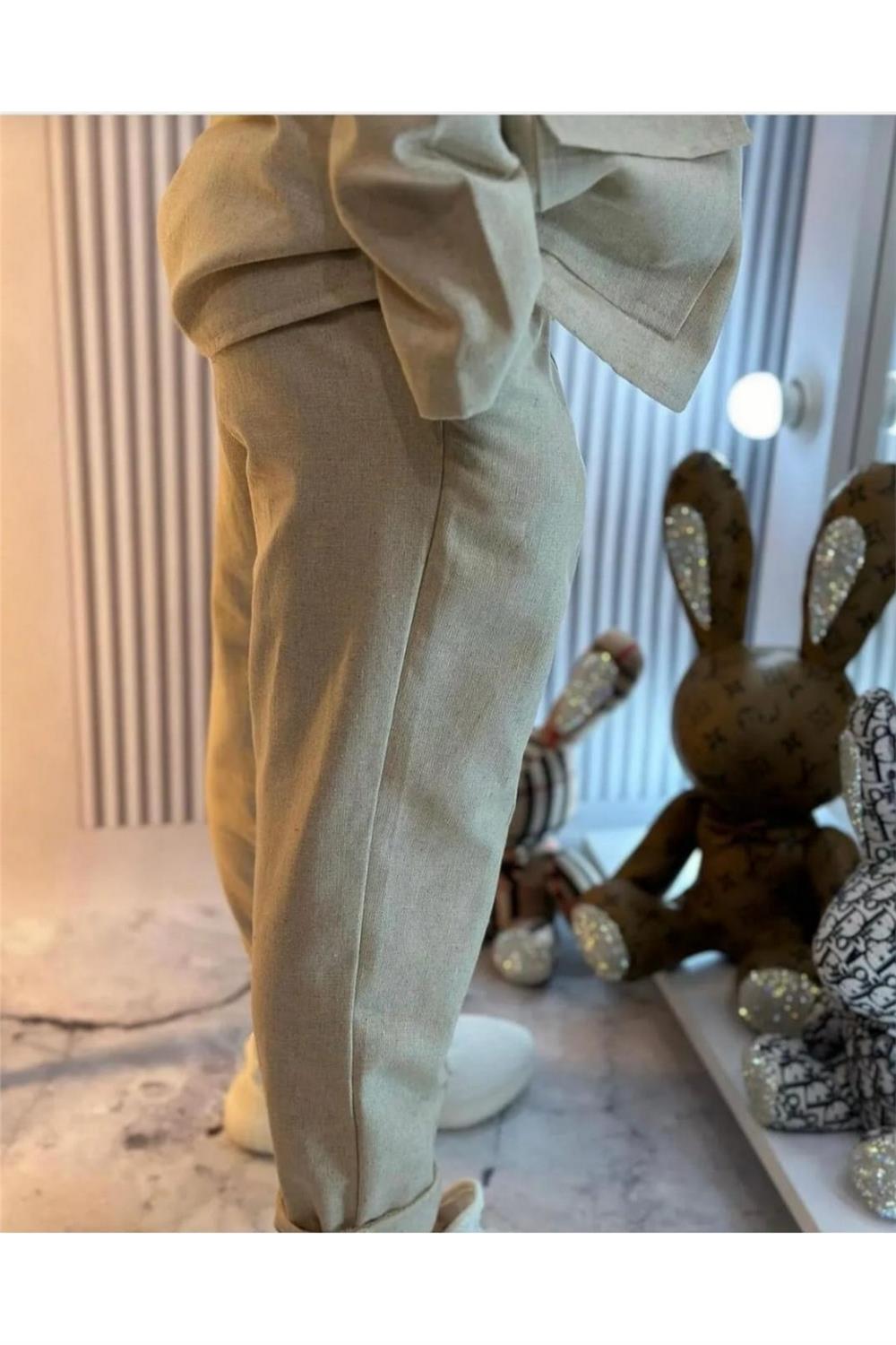 Erkek Çocuk Doğal Keten Takım 