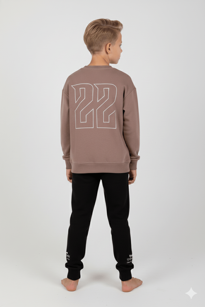 Erkek Çocuk / Genç Unisex Baskılı Oversize Sweatshirt Takımı