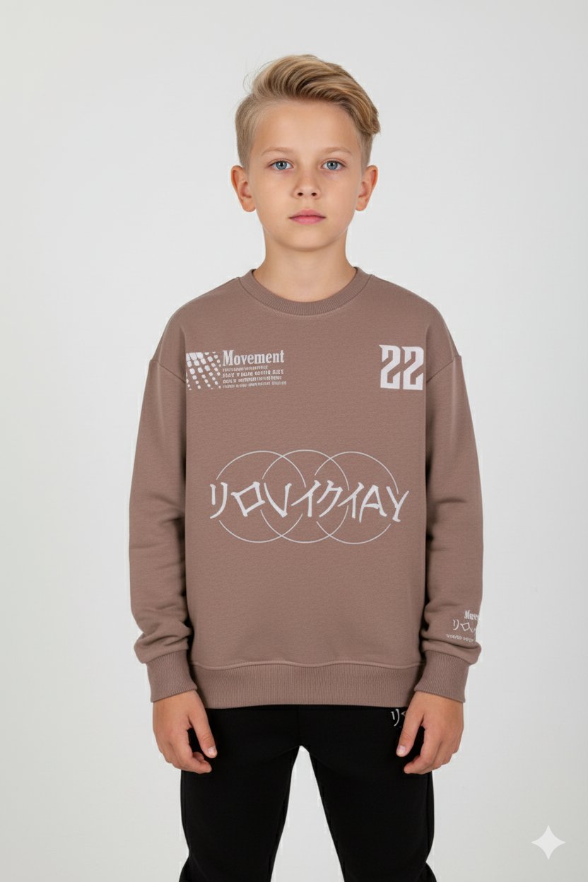 Erkek Çocuk / Genç Unisex Baskılı Oversize Sweatshirt Takımı
