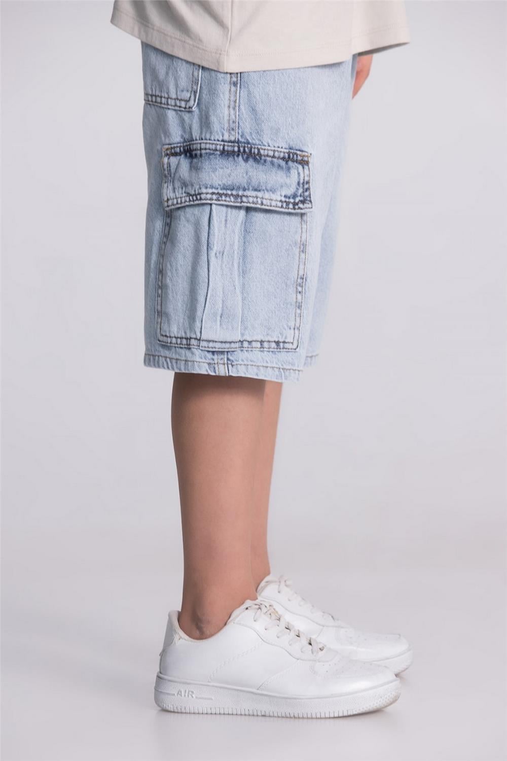 Erkek Çocuk  Kargo Cepli Denim Şort 