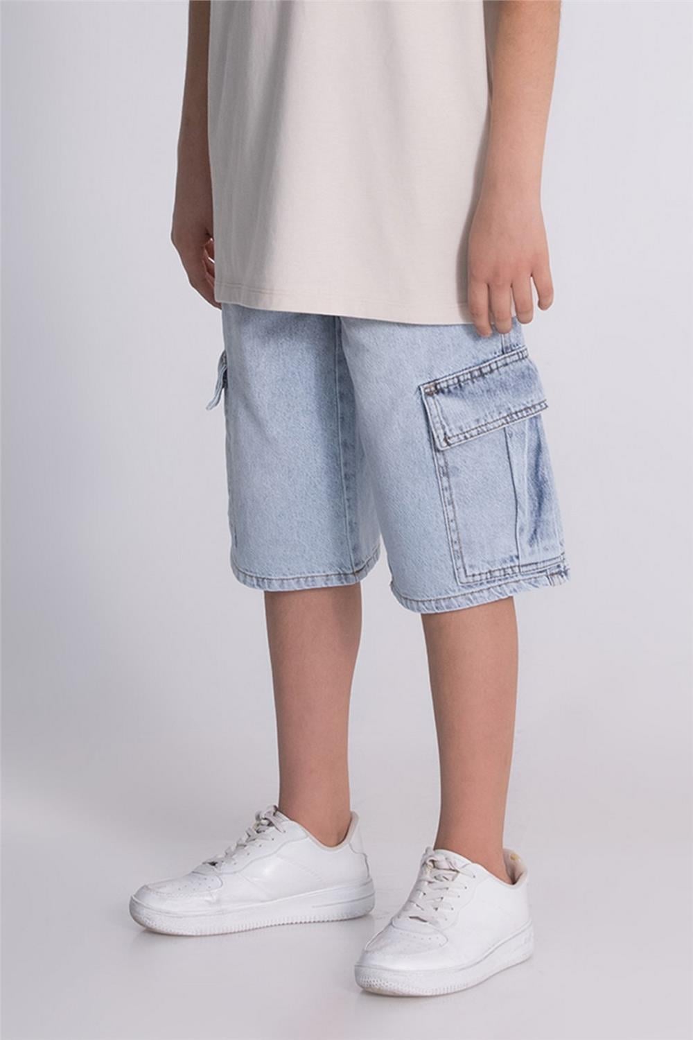 Erkek Çocuk  Kargo Cepli Denim Şort 