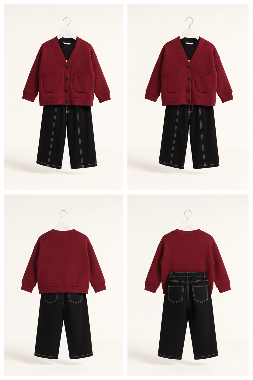 Erkek Çocuk Salaş Hırkalı Cool 3'lü Set Bordo