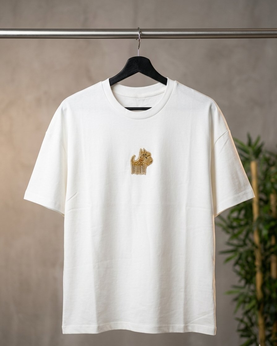 Kadın Beymen Club Stil Arma Detaylı  Beyaz Tişört