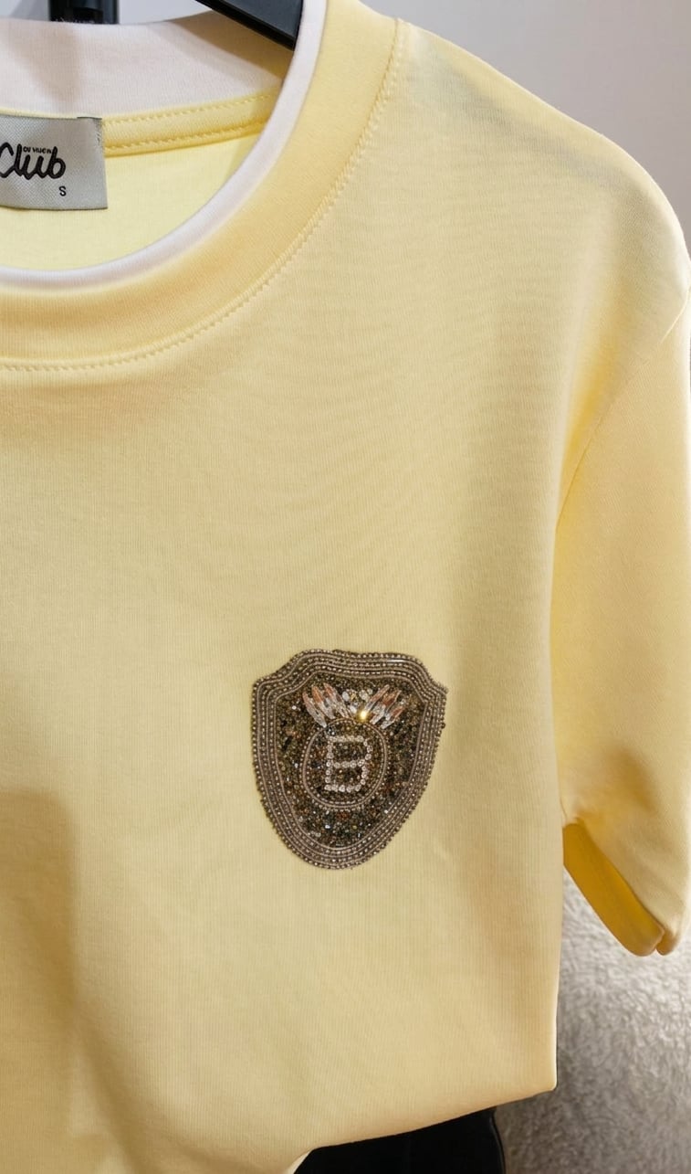 Kadın Beymen Club Stil Arma Detaylı Sarı Tişört