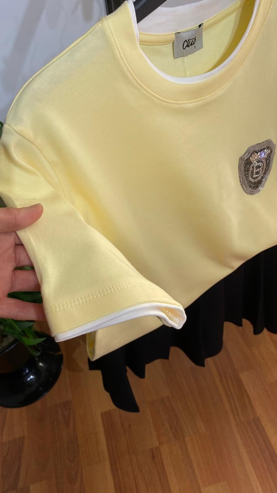 Kadın Beymen Club Stil Arma Detaylı Sarı Tişört