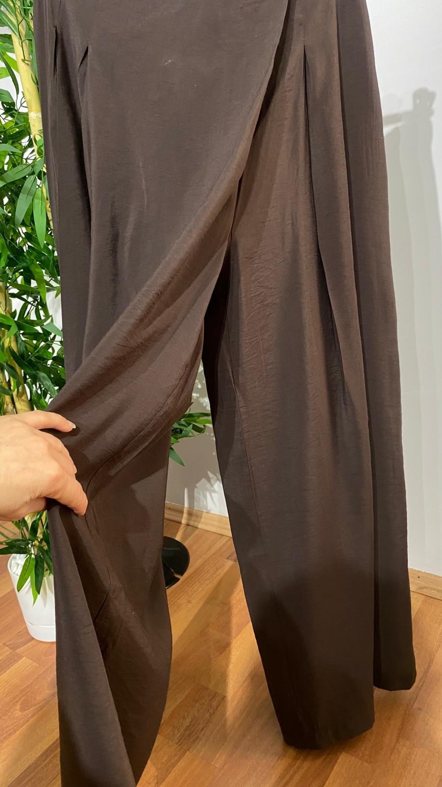 Kadın Etek Görünümlü Geniş Paça Kahve Palazzo Pantolon