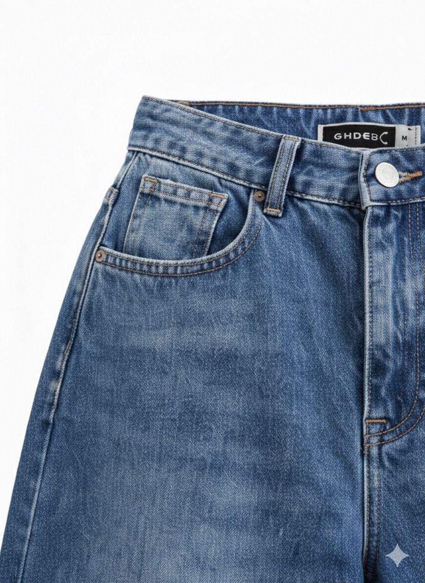 Kadın Extra Wide  Leg Mavi Jean Pantolon 