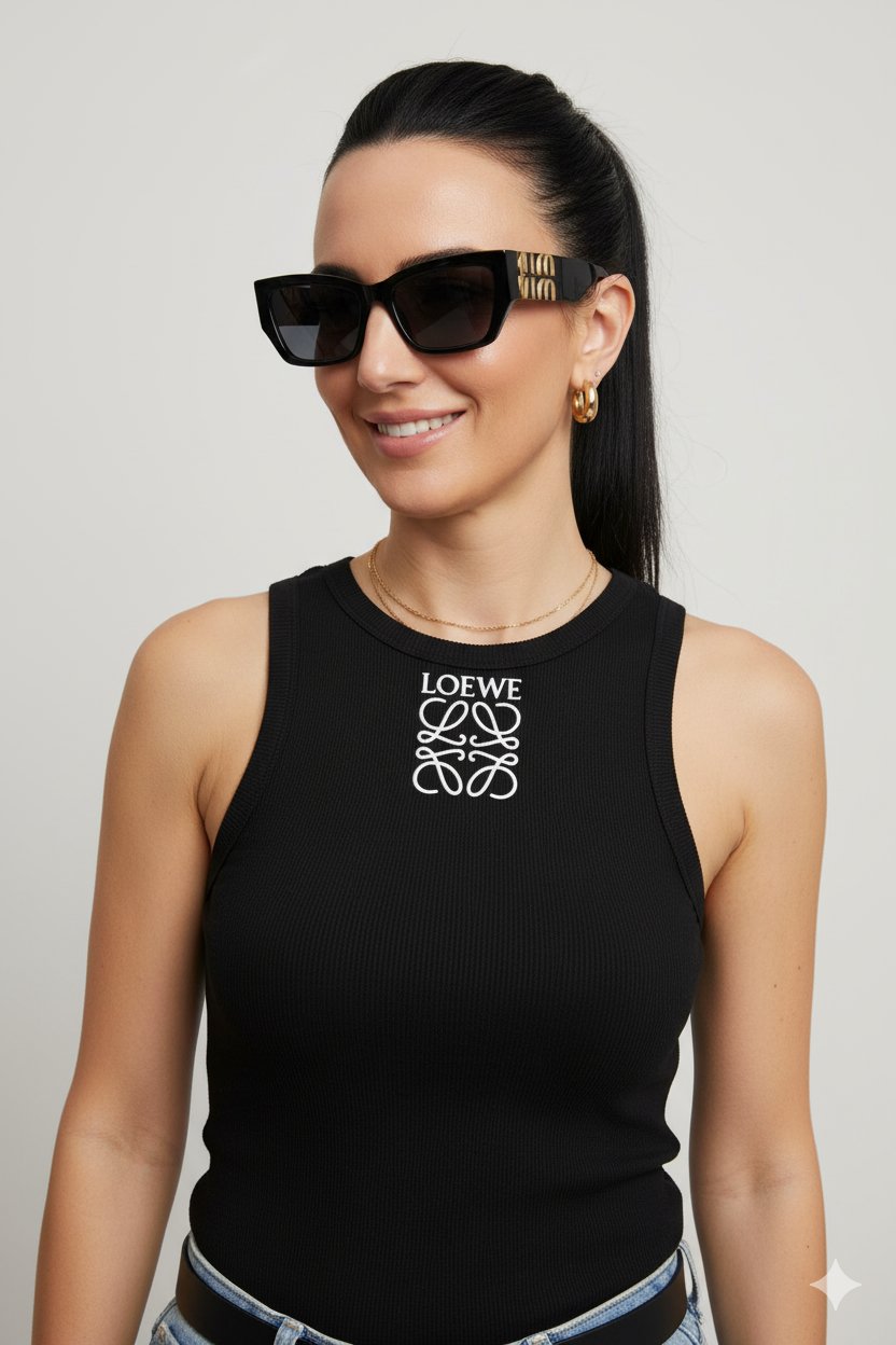 Kadın Kolsuz Siyah bluz (loewe)