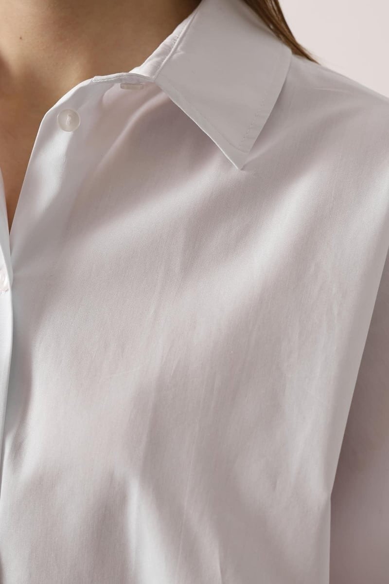 Kadın Oversize Basic Gömlek Beyaz