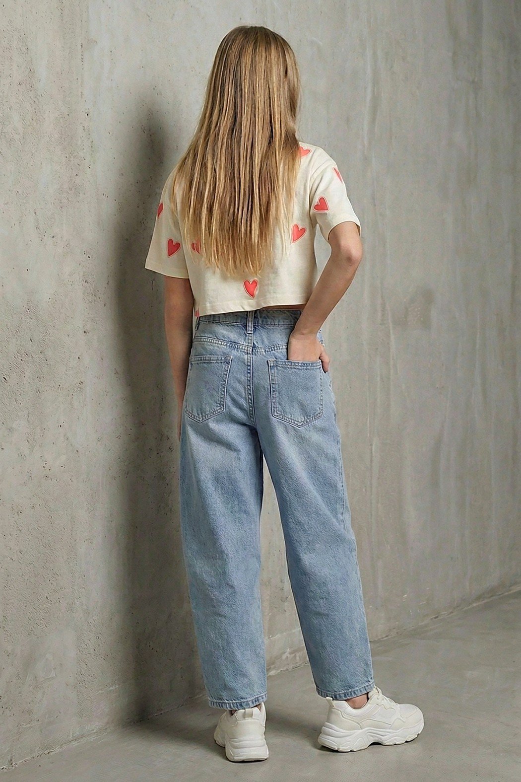 Kız Çocuk Baggy Denim Pantolon - MAVİ (9-14 Yaş)