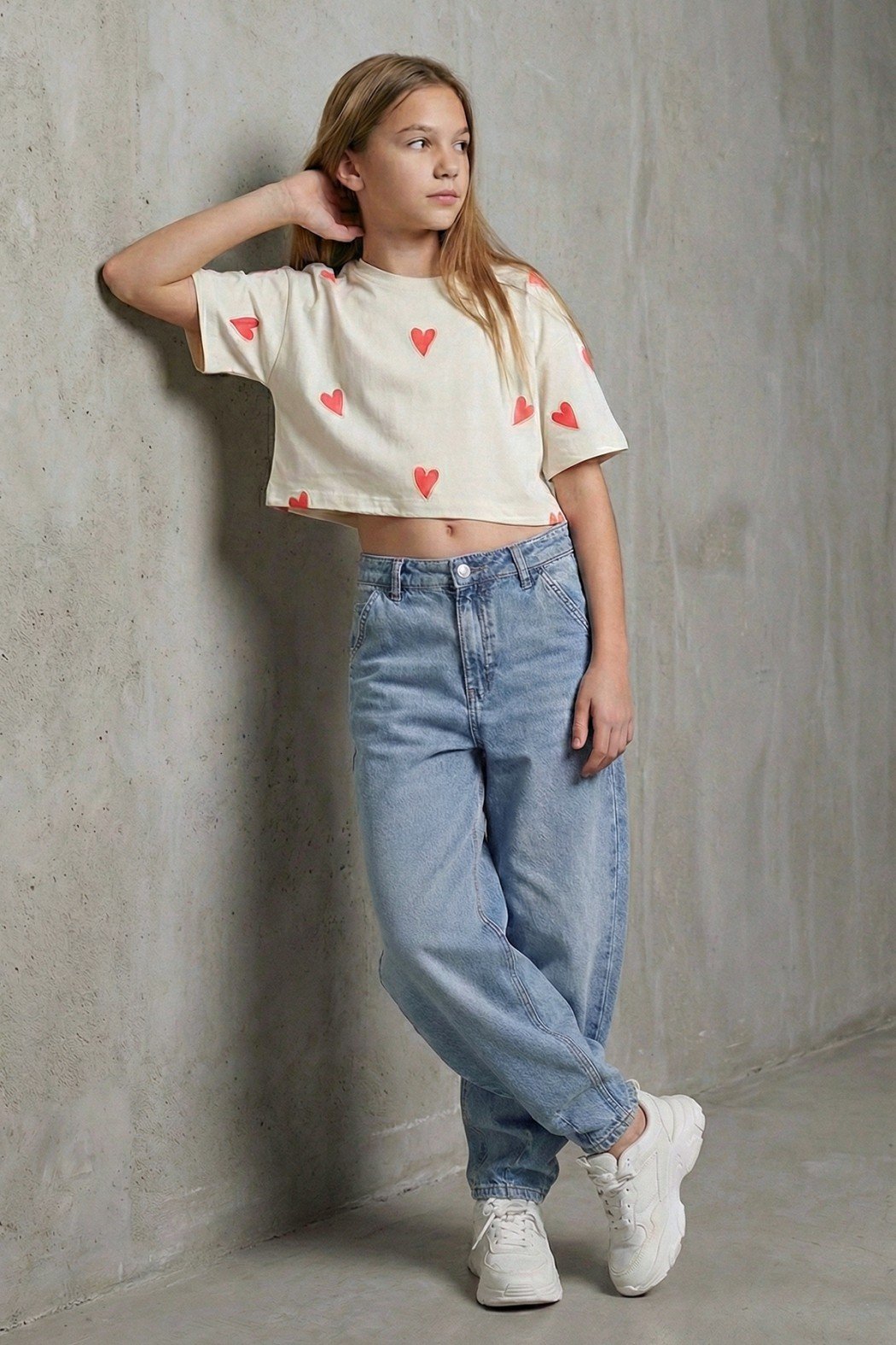 Kız Çocuk Baggy Denim Pantolon - MAVİ (9-14 Yaş)