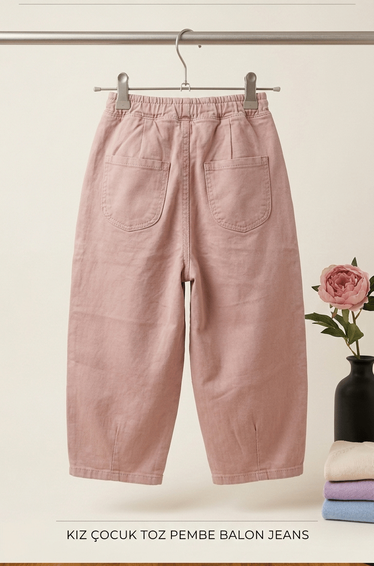 Kız Çocuk Bel Lastikli Balon Jeans