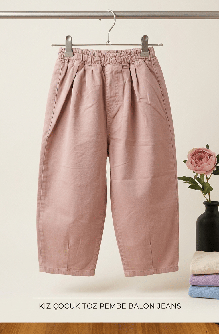 Kız Çocuk Bel Lastikli Balon Jeans