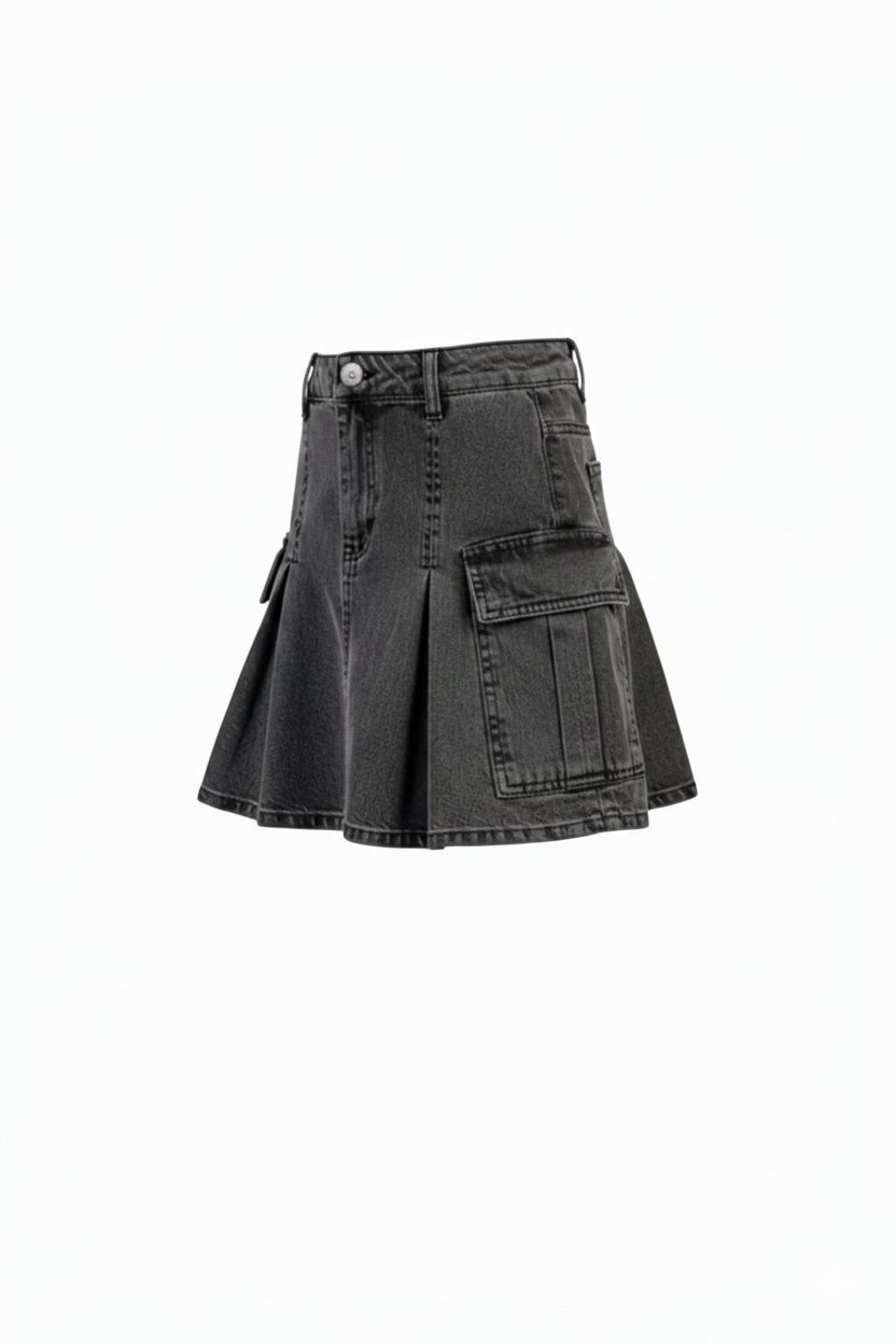Kız Çocuk  Denim Şort Etek (Füme)