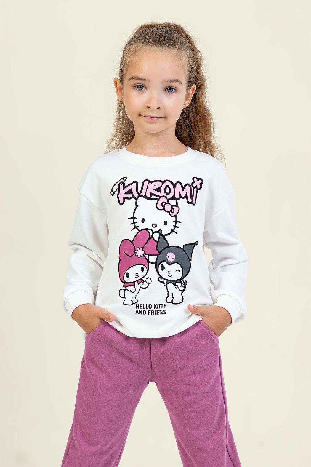 Kız Çocuk Kuromi Eşofman Takım (Vişne)