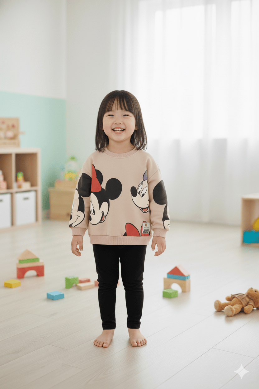 Kız Çocuk Mıckey Mouse Detaylı  Eşofman Takım